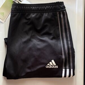 Adidas womens Black Joggers with White Stripes